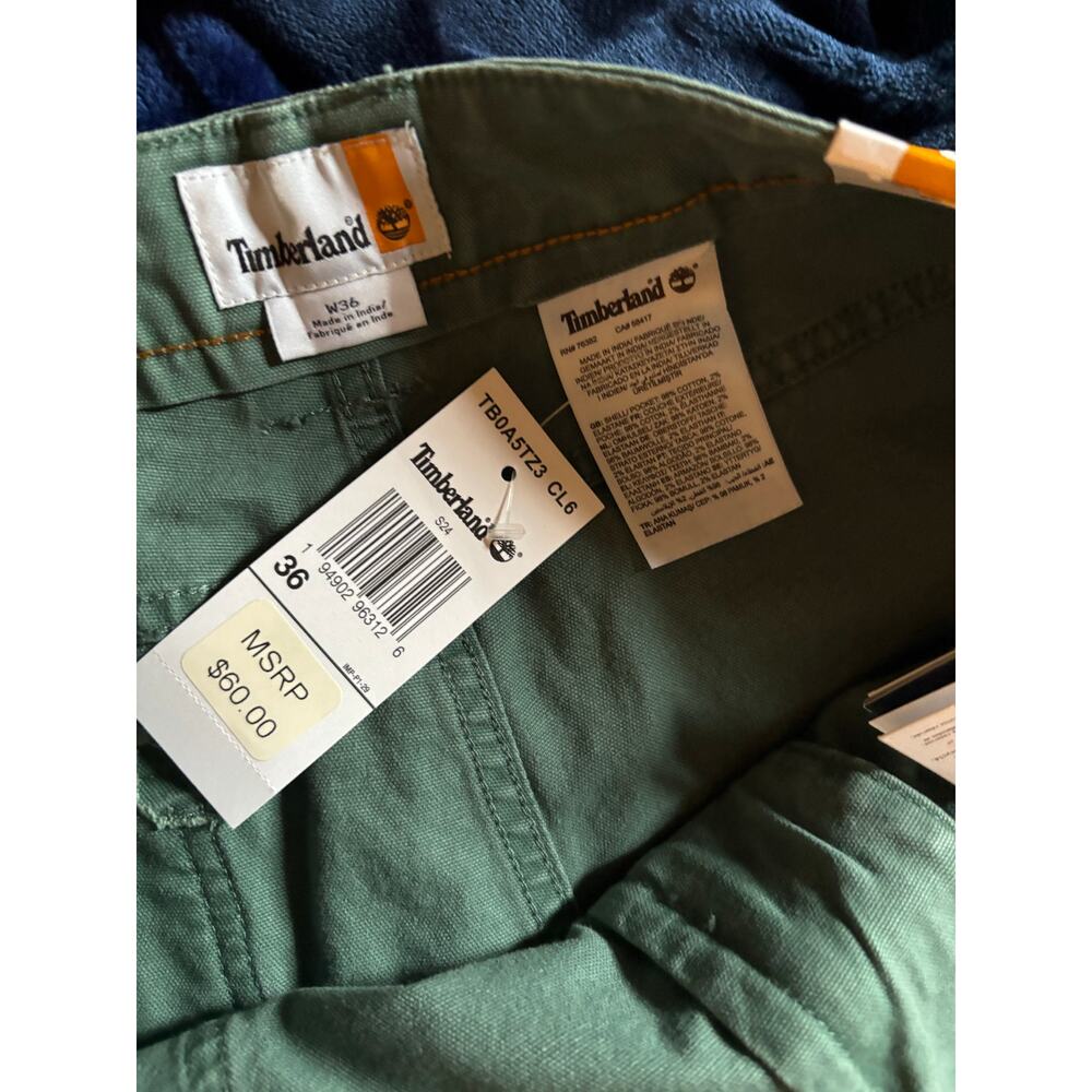 Timberland Shorts Mens 38 Green Relaxed Fit Utility Pocket Outdoor Casual New - Picture 6 of 8